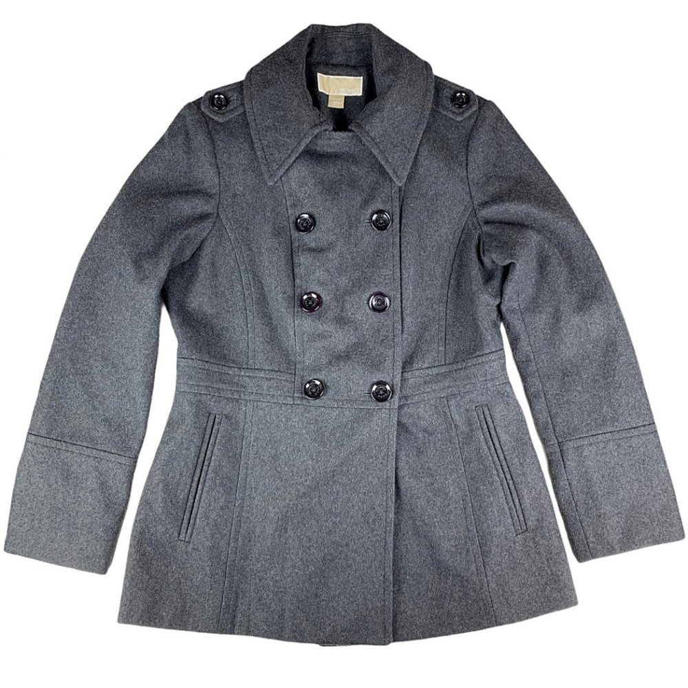 Michael Kors Charcoal Double-Breasted Wool Peacoat - Picture 5 of 11